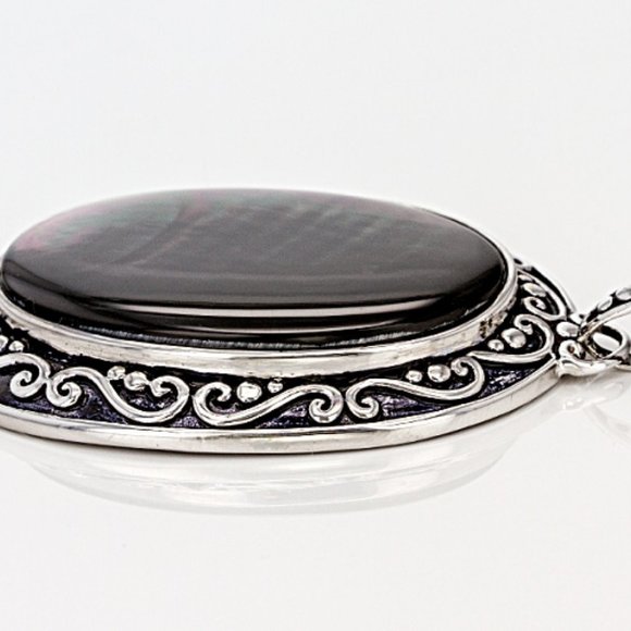 HUGE NEW Gray MOP Rhodium Enhancer Pendant - Picture 11 of 13